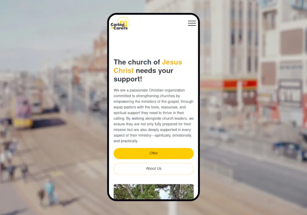 A phone showing the C4c website