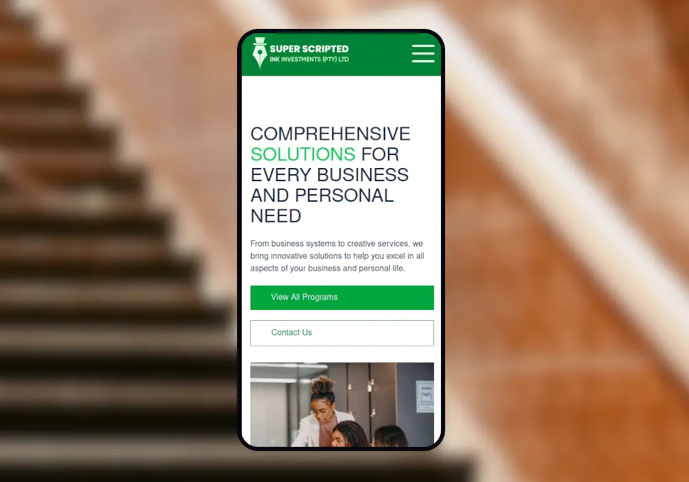 A phone showing the superscripted website